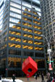 HSBC Bank with holed-cube sculpture by Isamu Noguchi. New York, NY.