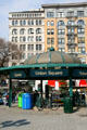 Domed subway entrance in front of Lincoln & Spingler Buildings on Union Square. New York, NY.