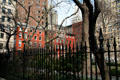 Iron fence & row houses of Gramercy Park. New York, NY.