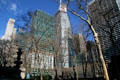 Corner of Bryant Park with 1095 6th Ave., Bank of America, HBO & Grace Towers. New York, NY.