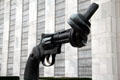 Knotted Gun sculpture by Carl Fredrik Reutersward at United Nations. New York, NY.