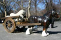 Sculpture of horse & cart with giant squash by Sarah Lucas in Central Park. New York, NY.