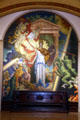 Knowledge vanquishing evil mural inside Butler Library at Columbia University. New York, NY.