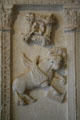 Limestone relief of winged bull of St Luke from San Vittorino, Italy at The Cloisters. New York, NY.