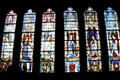 Series of Saints in stained glass from the church at Boppard-am-Rhein, Germany at The Cloisters. New York, NY.