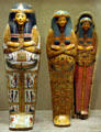 Collection of ancient Egyptian painted coffins at Metropolitan Museum of Art. New York, NY.