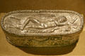 Roman or Byzantine silver box with sleeping Eros at Metropolitan Museum of Art. New York, NY.