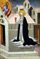 St Catherine of Siena exchanging her heart with Christ tempera painting by Giovanni di Paolo from Siena at Metropolitan Museum of Art. New York, NY.