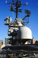 Intrepid aircraft carrier radar dome over Supermarine F-1 Scimitar aircraft. New York, NY.
