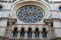 Rose window & Gothic elements of Eldridge Street Synagogue & Museum. New York, NY.