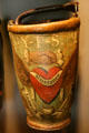 Painted leather fire bucket with name of householder James B. Varney at New York Fire Museum. New York, NY.