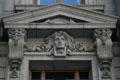 Sculpted European head on facade of U.S. Custom House. New York, NY.