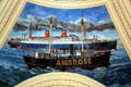 U.S. Ocean Liner passing Lightship Ambrose at mouth of New York harbor on mural by Reginald Marsh in U.S. Custom House Rotunda. New York, NY