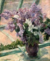 Lilacs in a Window painting by Mary Cassatt at Metropolitan Museum of Art. New York, NY.