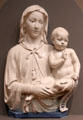 Madonna & Child with Scroll glazed terracotta figure by Luca della Robbia of Florence at Metropolitan Museum of Art. New York, NY.