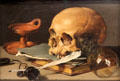 Still Life with Skull & Writing Quill painting by Pieter Claesz at Metropolitan Museum of Art. New York, NY.