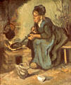 Peasant Woman Cooking by a Fireplace painting by Vincent van Gogh at Metropolitan Museum of Art. New York, NY.