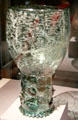 Netherlands glass Roemer with diamond point engraving of map of Rhine River at Metropolitan Museum of Art. New York, NY