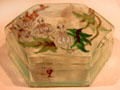 Flowers enameled on glass hexagonal box with lid by Émile Gallé at Metropolitan Museum of Art. New York, NY.