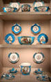 Sèvres porcelain dessert service dishes with exotic birds by several artists at Metropolitan Museum of Art. New York, NY.