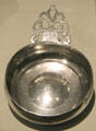 Silver porringer with keyhole pattern handle by Paul Revere Jr. of Boston at Metropolitan Museum of Art. New York, NY.