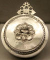 Silver covered porringer from New York City at Metropolitan Museum of Art. New York, NY.