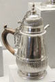 Silver chocolate pot by Edward Winslow of Boston at Metropolitan Museum of Art. New York, NY.