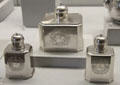 Silver sugar box & tea caddies by Simeon Soumaine of New York City at Metropolitan Museum of Art. New York, NY.