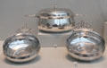 American silver porringers by William Cowell Sr. of Boston; INK of New York City; & Peter Van Dyck of NYC at Metropolitan Museum of Art. New York, NY.