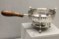 Silver chafing dish by Peter Van Dyck of New York City at Metropolitan Museum of Art. New York, NY.