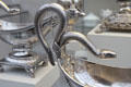 Snake handle detail of silver sauceboat by Anthony Rasch of Philadelphia at Metropolitan Museum of Art. New York, NY.