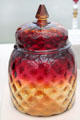 Amberina glass covered jar by Mount Washington Glass Co. of New Bedford at Metropolitan Museum of Art. New York, NY