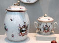 Porcelain dinner service pieces from China at Metropolitan Museum of Art. New York, NY.