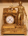 Gilt-bronze mantle clock of American Independence with figure made in Paris for American market at Metropolitan Museum of Art. New York, NY.