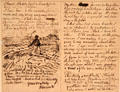 Letter to John Peter Russell pen drawing by Vincent van Gogh at Guggenheim Museum. New York City, NY.