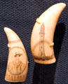 Scrimshaw sperm whale teeth at Brooklyn Museum. Brooklyn, NY.