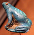 Egyptian faience frog at Brooklyn Museum. Brooklyn, NY.