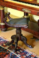 Carved piano stool with fish sides at Lefferts Homestead museum. Brooklyn, NY.