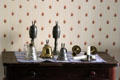 Bronze, brass & glass whale oil lamps & candlesticks at Lindenwald. Kinderhook, NY.