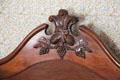 Carved headboard in Layton Home at Old Bethpage Village. Old Bethpage, NY.