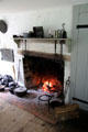 Powell House kitchen fireplace at Old Bethpage Village. Old Bethpage, NY.