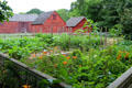 Hewlett House barns & garden at Old Bethpage Village. Old Bethpage, NY.