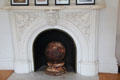 Carved marble fireplace surround at Sag Harbor Whaling Museum. Sag Harbor, NY.