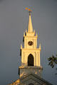 The Presbyterian Church spire in evening sunshine. Bridgehampton, NY.