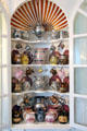 Built-in display cupboard with lusterware collection at Home Sweet Home Museum. East Hampton, NY.