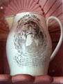 Ceramic pitcher with Flower Girl image & saying at Thomas Halsey Homestead. South Hampton, NY.