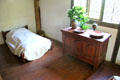 Colonial era bed & chest at Thomas Halsey Homestead. South Hampton, NY.