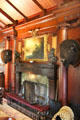 Fireplace in North Room at Roosevelt's House Sagamore Hill NHS. Cove Neck, NY.