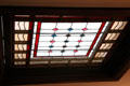 Stained glass skylight in light & air shaft at Roosevelt's House Sagamore Hill NHS. Cove Neck, NY.