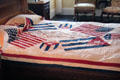 Coverlet with American & Cuban flags in master bedroom at Roosevelt's House Sagamore Hill NHS. Cove Neck, NY.